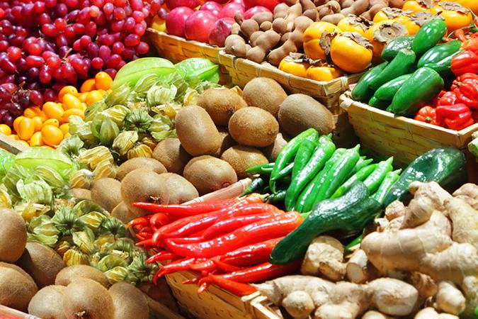 Fruits and vegetables at a farmer's market